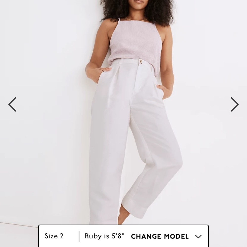 Madewell Linen Blend pleated Tapered Wide Leg Pant